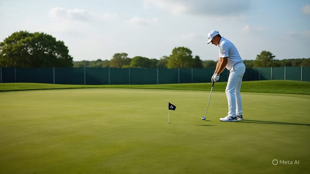 Golfer Aiming for Bullseye on the Putting Green