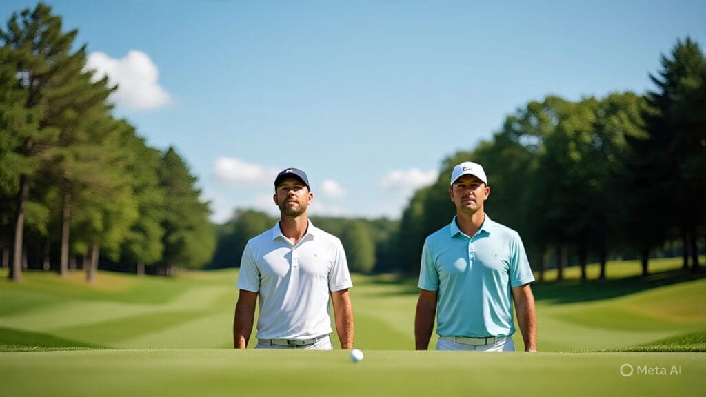 Golfers Focusing and Taking Deep Breaths