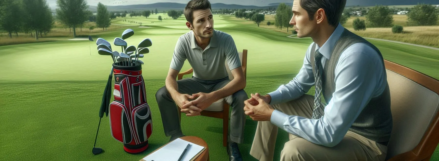 Golfer Talking to a Psychologist on the Golf Course