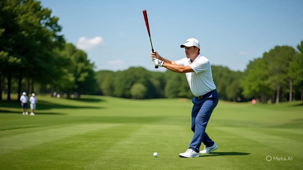 Golfer Golfing with a Baseball Bat