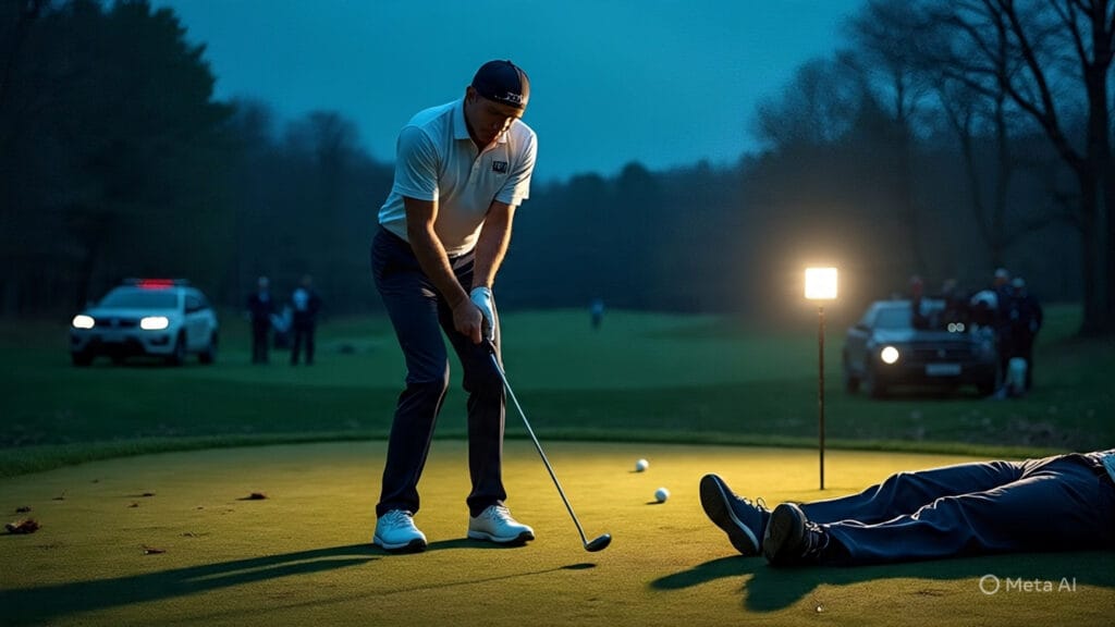 Golfer Making a Chip Shot from a Crime Scene