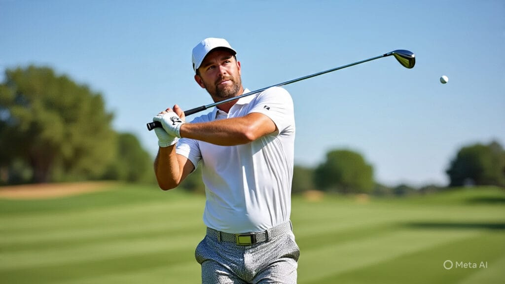 Golfer Making a Shot with his Hands Taped Together