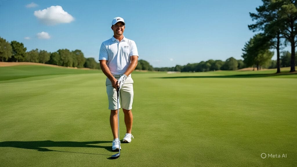 Golfer Using The Overlapping Grip and Smiling
