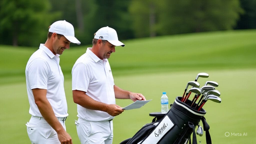 Golfer Going Over Course Management with his Caddy