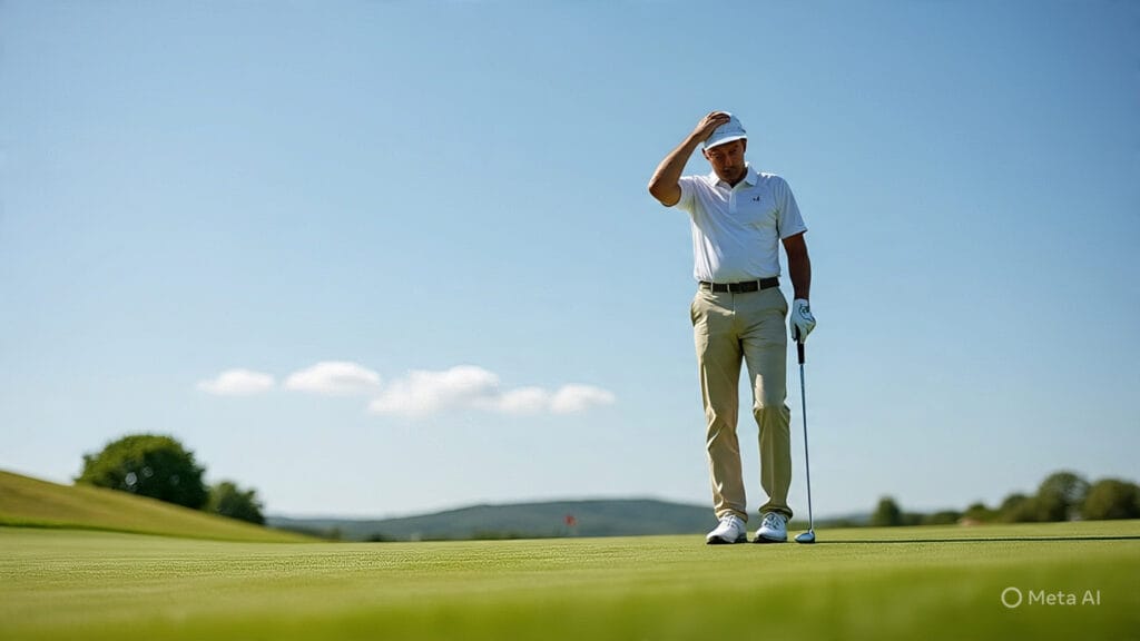 Golfer with Hand on Head Thinking