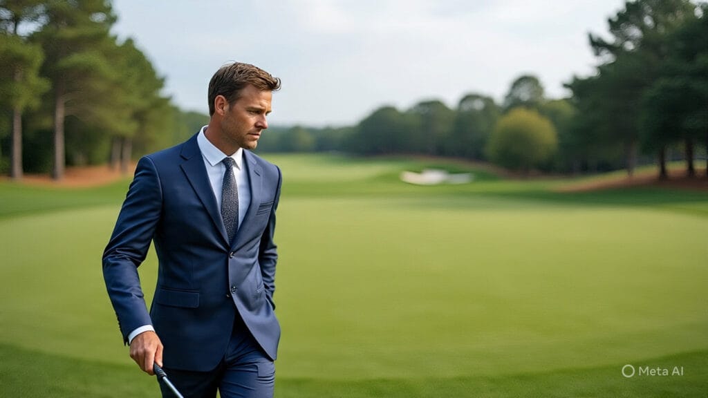 Golfer Golfing While Dressed in a Three-Piece Suit