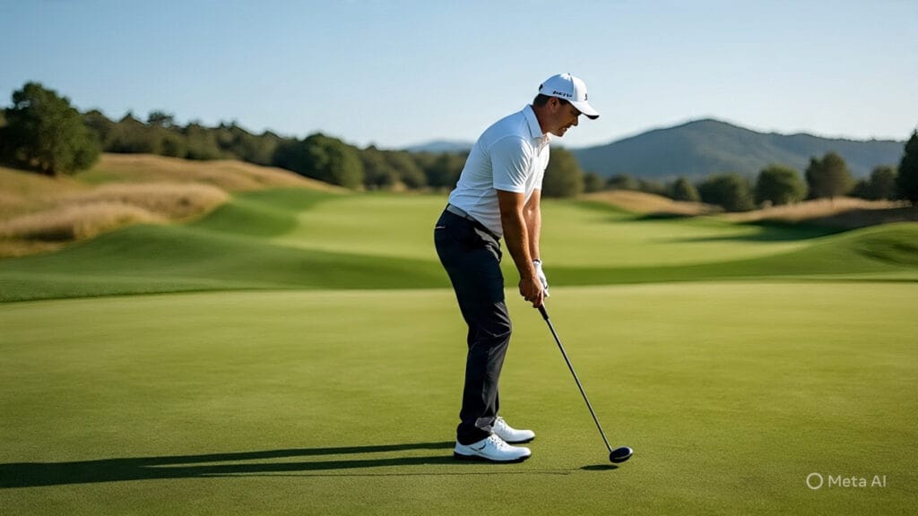 Golfer Practicing His Shot Shape Mechanics