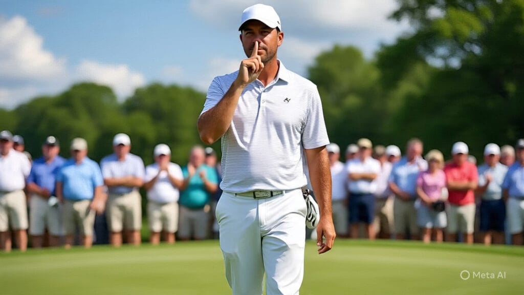 Golfer Shushing the Crowd