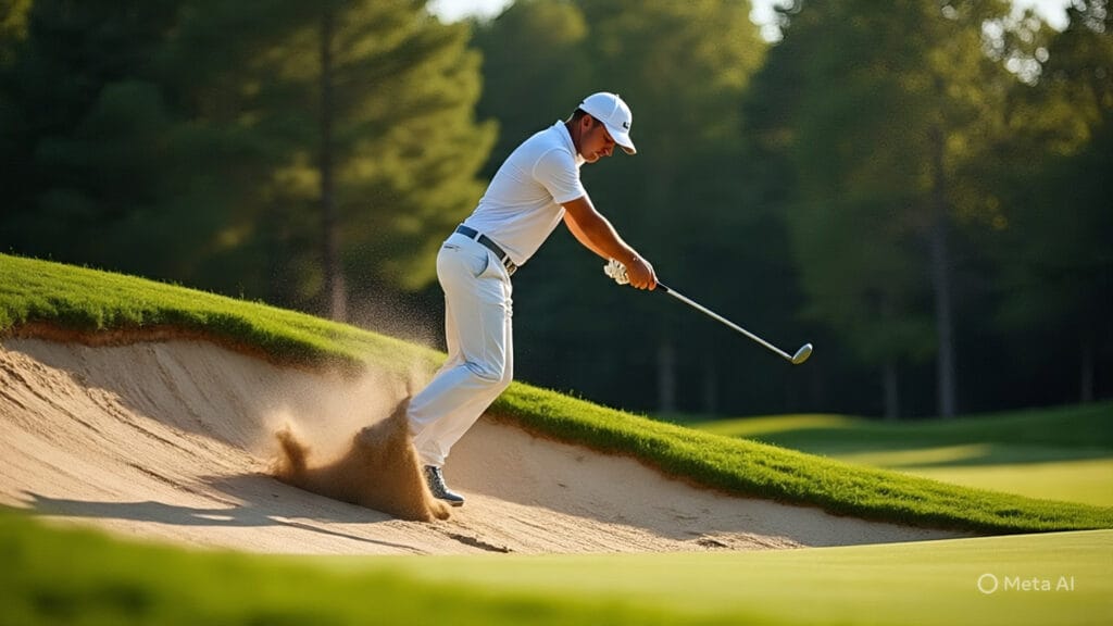Golfer Taking a Shot Out of a Deep Sand Trap