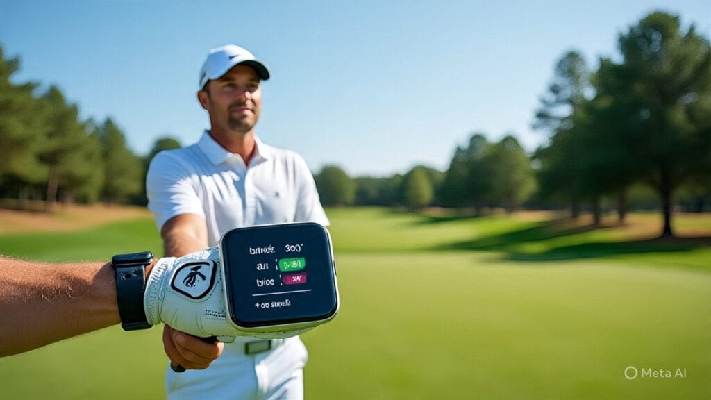 Golfer Wearing Wearable Golf Tech