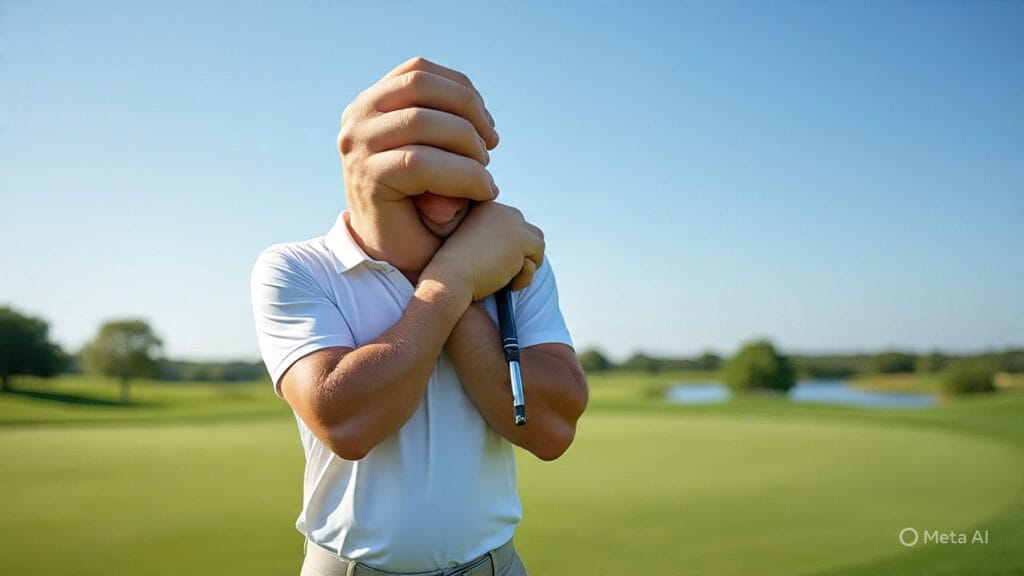 Golfer with Oversized Hands Gripping the Golf Club