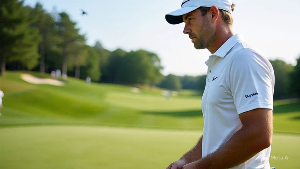 Golfer Carefully Planning his Next Golf Shot