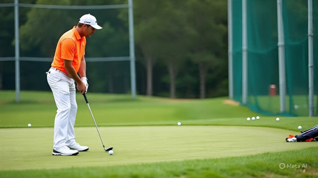 Golfer Doing Golf Drills on the Practice Range