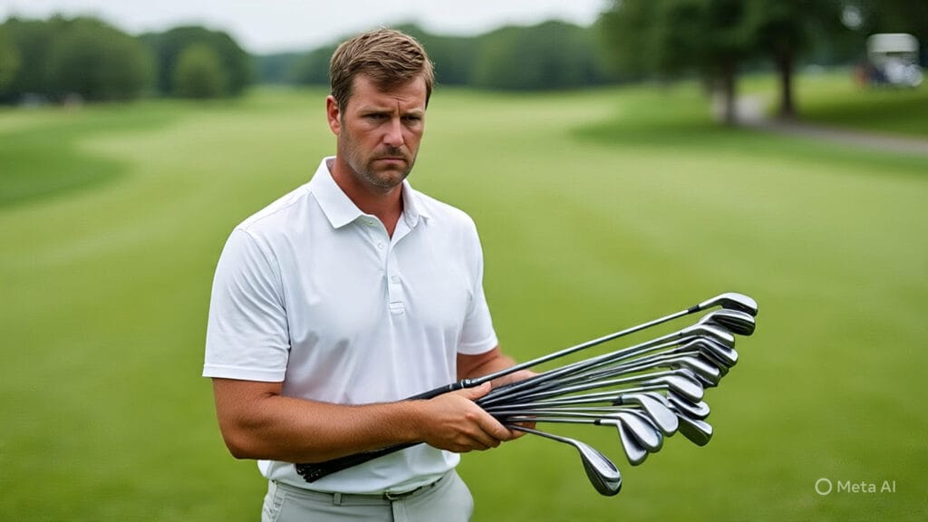 Golfer with an Arm Full of Golf Club Shafts