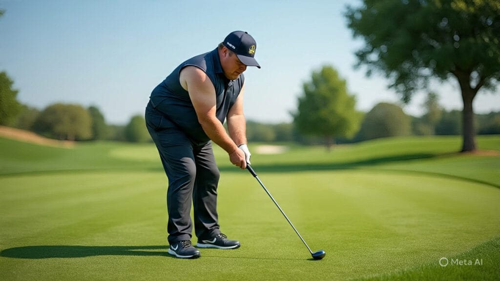 Golfer with Equipment and Clothing That is Way Too Small for Him