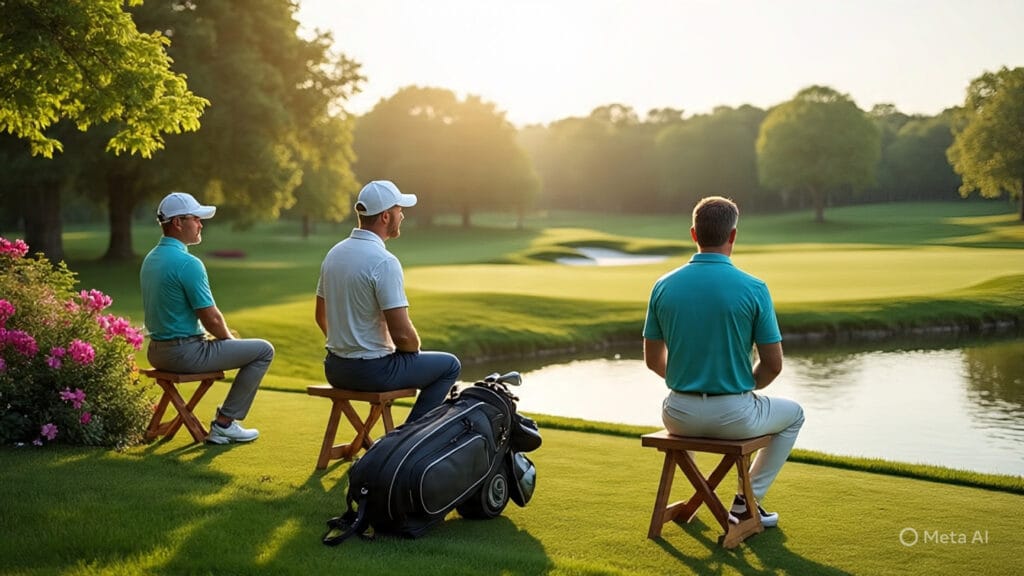 Golfers Waiting for Golfer to Get Done with His Meditation