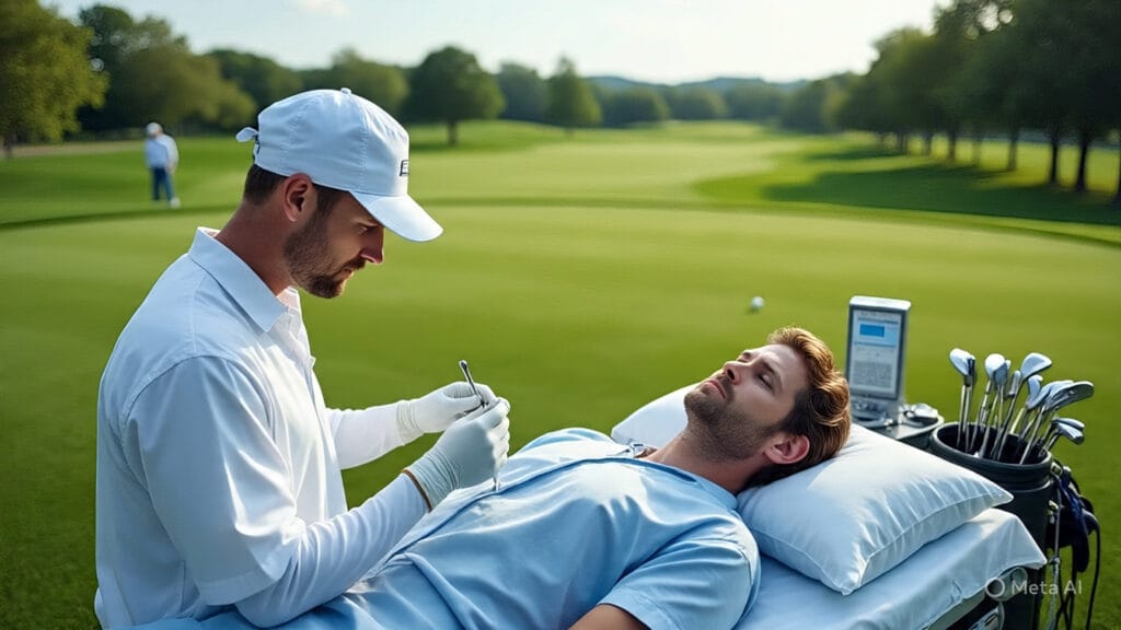 Golfer Operating on a Patient in the Middle of the Golf Course