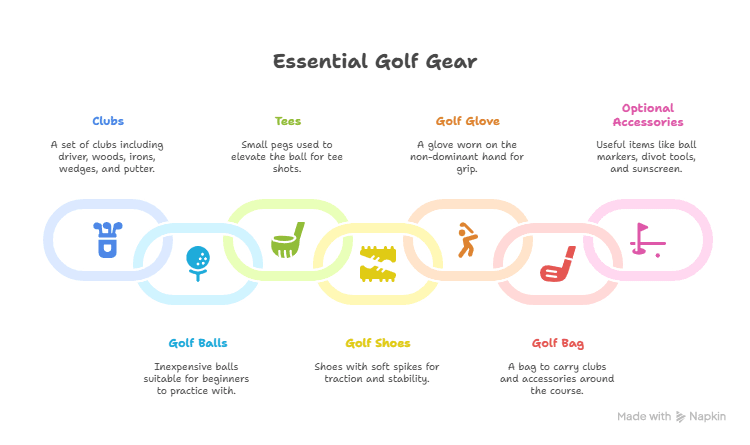 Diagram of Golf Equipment Needed for Golfing