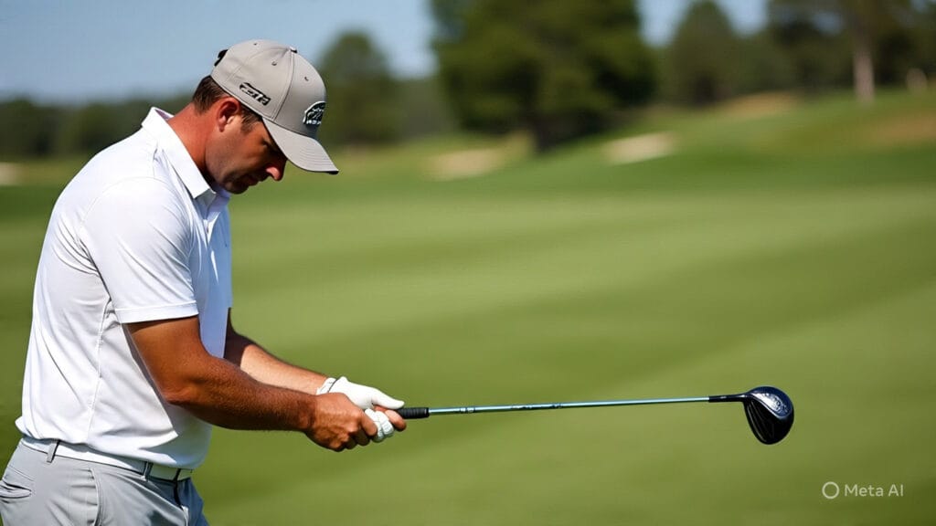 Golfer Adjusting His Grip