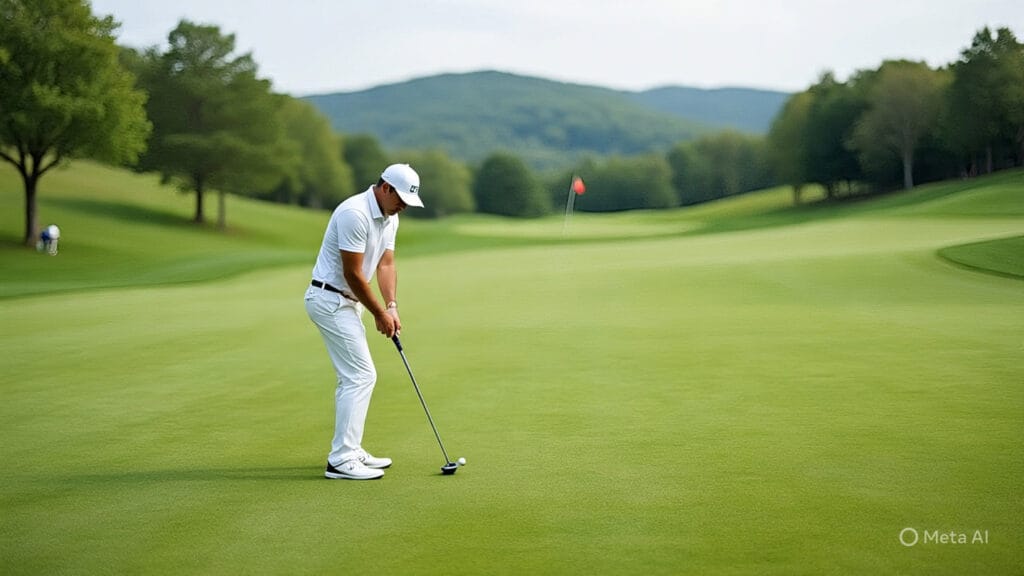 Golfer Facing a Difficult Putt