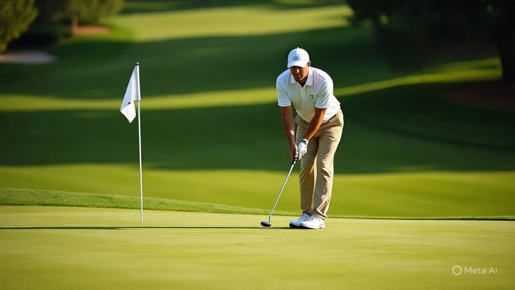 Golfer Lining up a Putt
