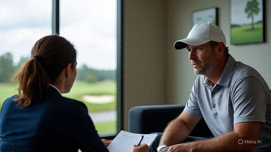 Golfer Talking to His Psychologist