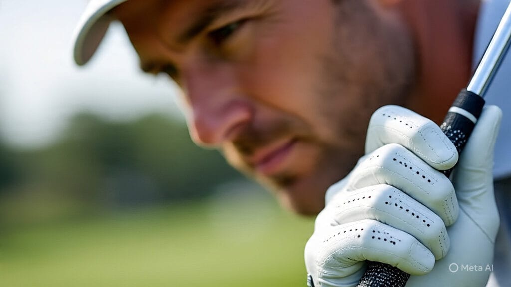Golfer with a Closeup of his Golf Grip