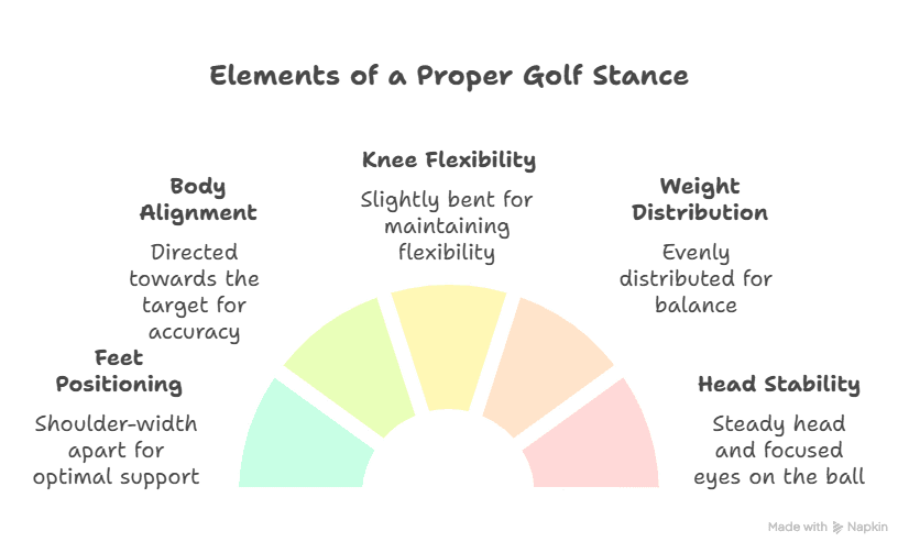 Graphic Outline of the Elements of a Perfect Golf Stance