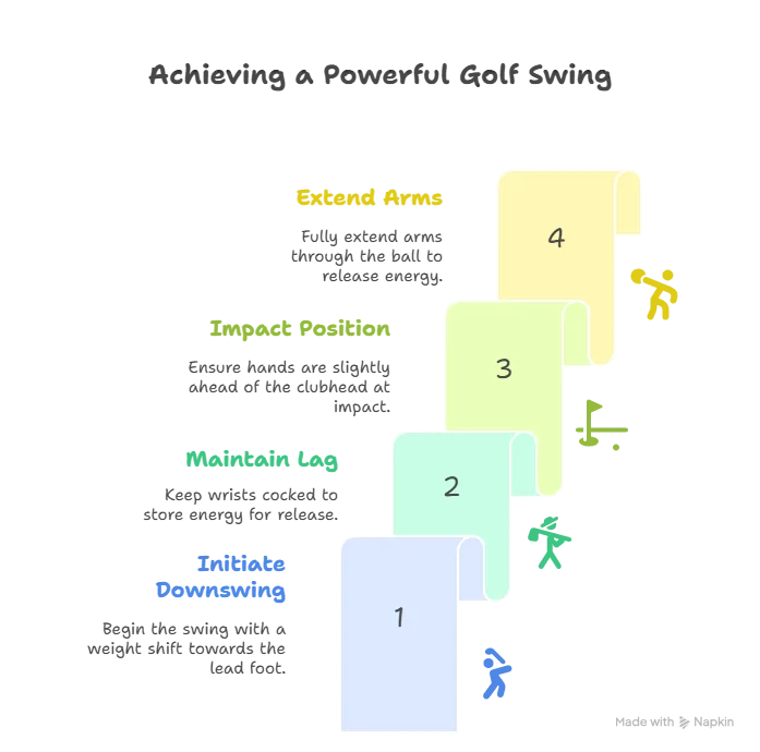 Graphic Drawing of How to Gain a Powerful Golf Swing