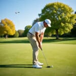 Golfer Lining up His Putt