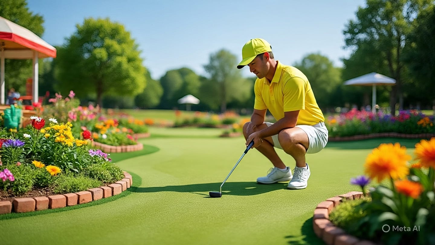 Professional Golfer Playing Mini-Golf